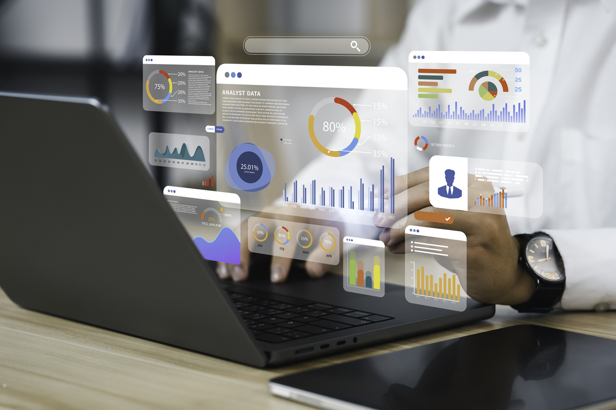 Analytics dashboards representing a Stockport data consultancy project