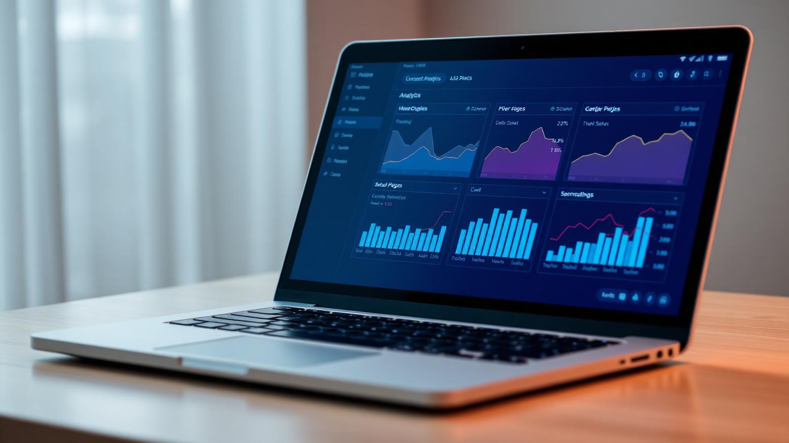 Analytics dashboard embedded inside a SaaS web application on a laptop
